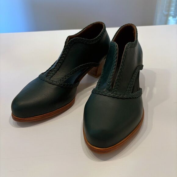 Bali Elf Women's Spirit Walker Handmade Hunter Green Leather Ankle Booties Sz 10 - Picture 3 of 10